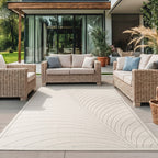 Nora 1204 creme · Moderner Teppich für Indoor & Outdoor