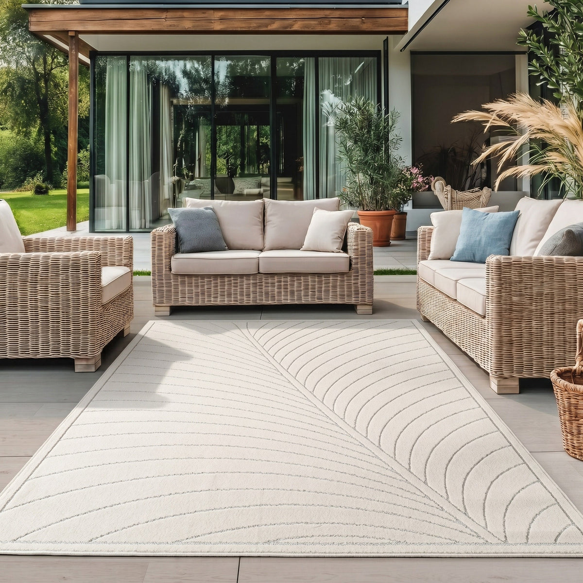 Nora 1204 creme · Moderner Teppich für Indoor & Outdoor