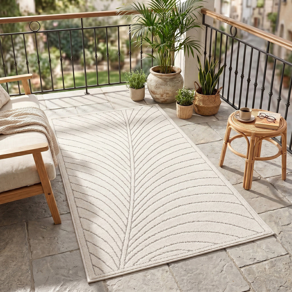 Nora 1204 creme · Moderner Teppich für Indoor & Outdoor