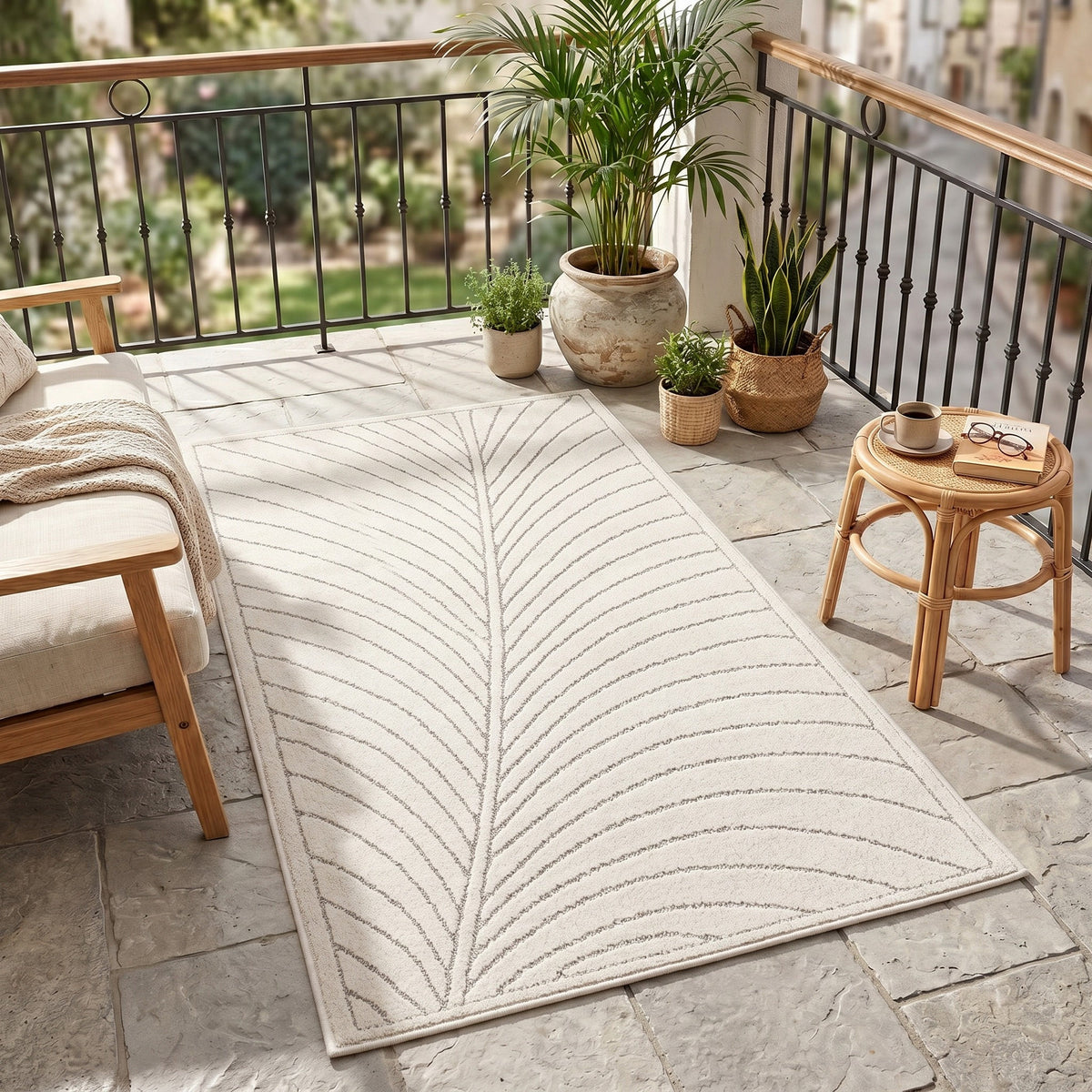Nora 1204 creme · Moderner Teppich für Indoor & Outdoor