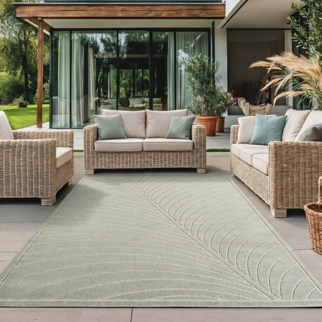 Nora 1204 salbeigrün · Moderner Teppich für Indoor & Outdoor