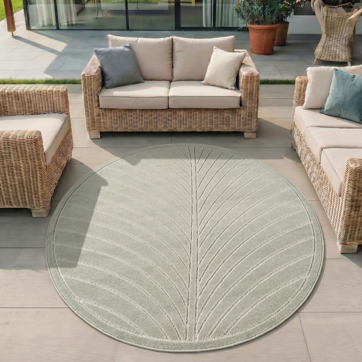 Nora 1204 salbeigrün · Moderner Teppich für Indoor & Outdoor