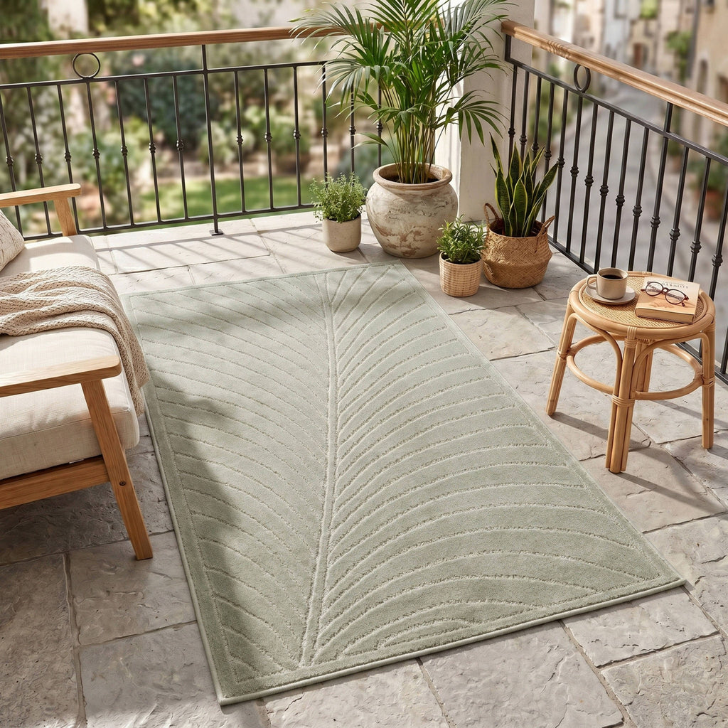 Nora 1204 salbeigrün · Moderner Teppich für Indoor & Outdoor