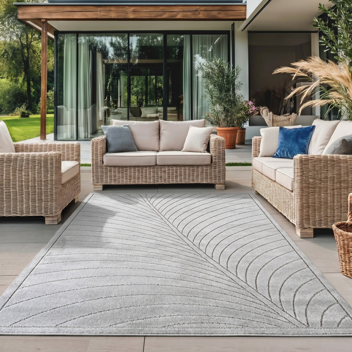 Nora 1204 grau · Moderner Teppich für Indoor & Outdoor