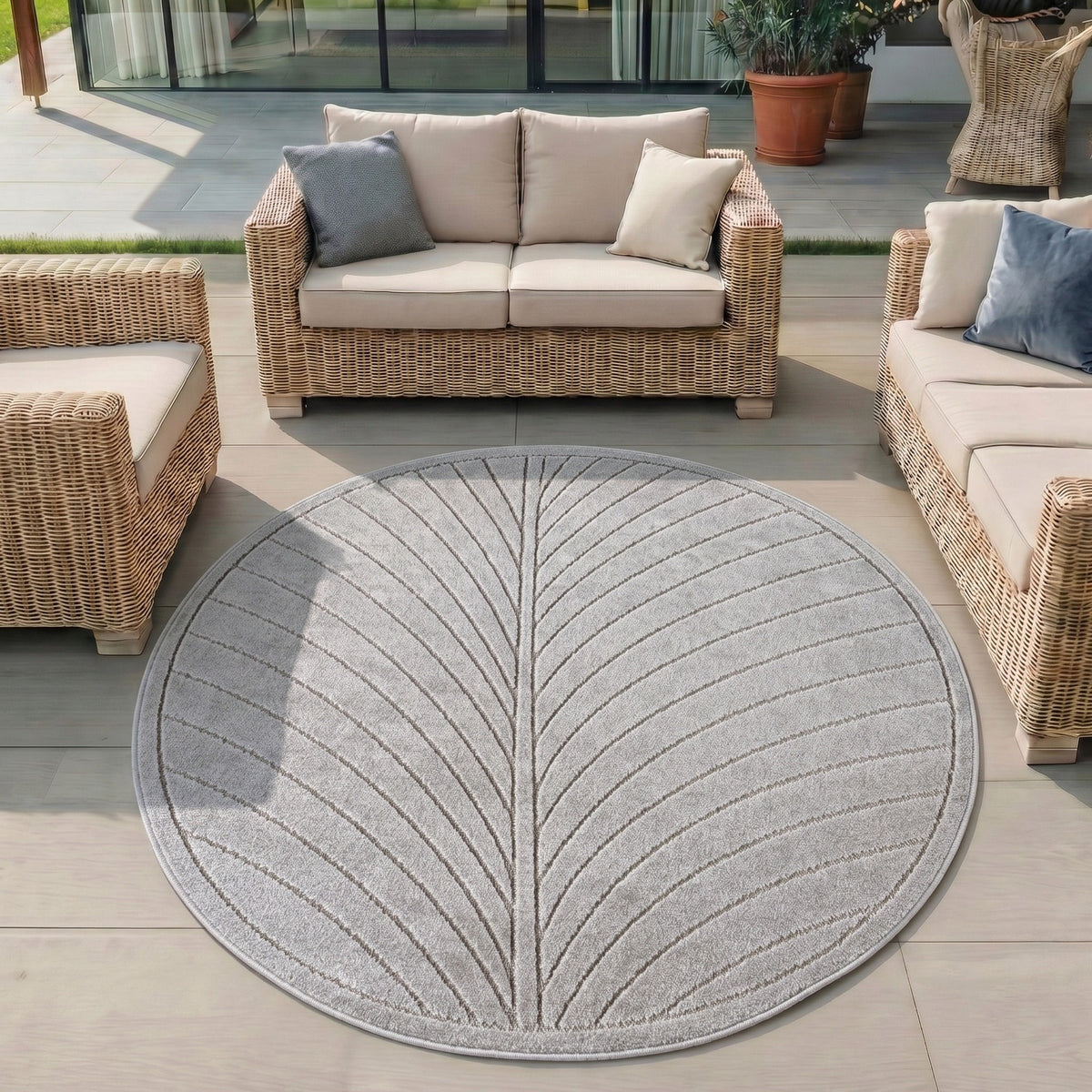 Nora 1204 grau · Moderner Teppich für Indoor & Outdoor