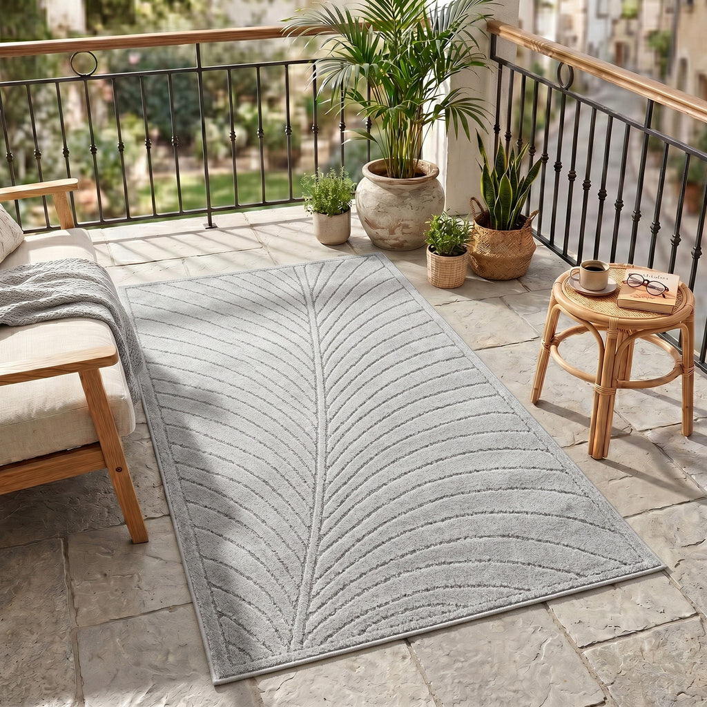 Nora 1204 grau · Moderner Teppich für Indoor & Outdoor