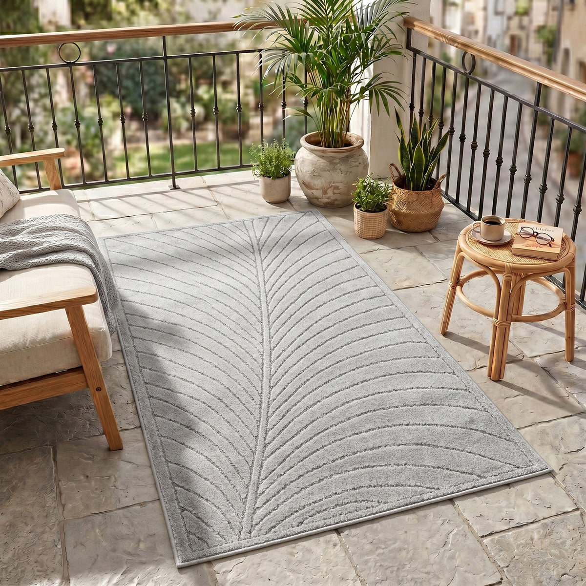 Nora 1204 grau · Moderner Teppich für Indoor & Outdoor