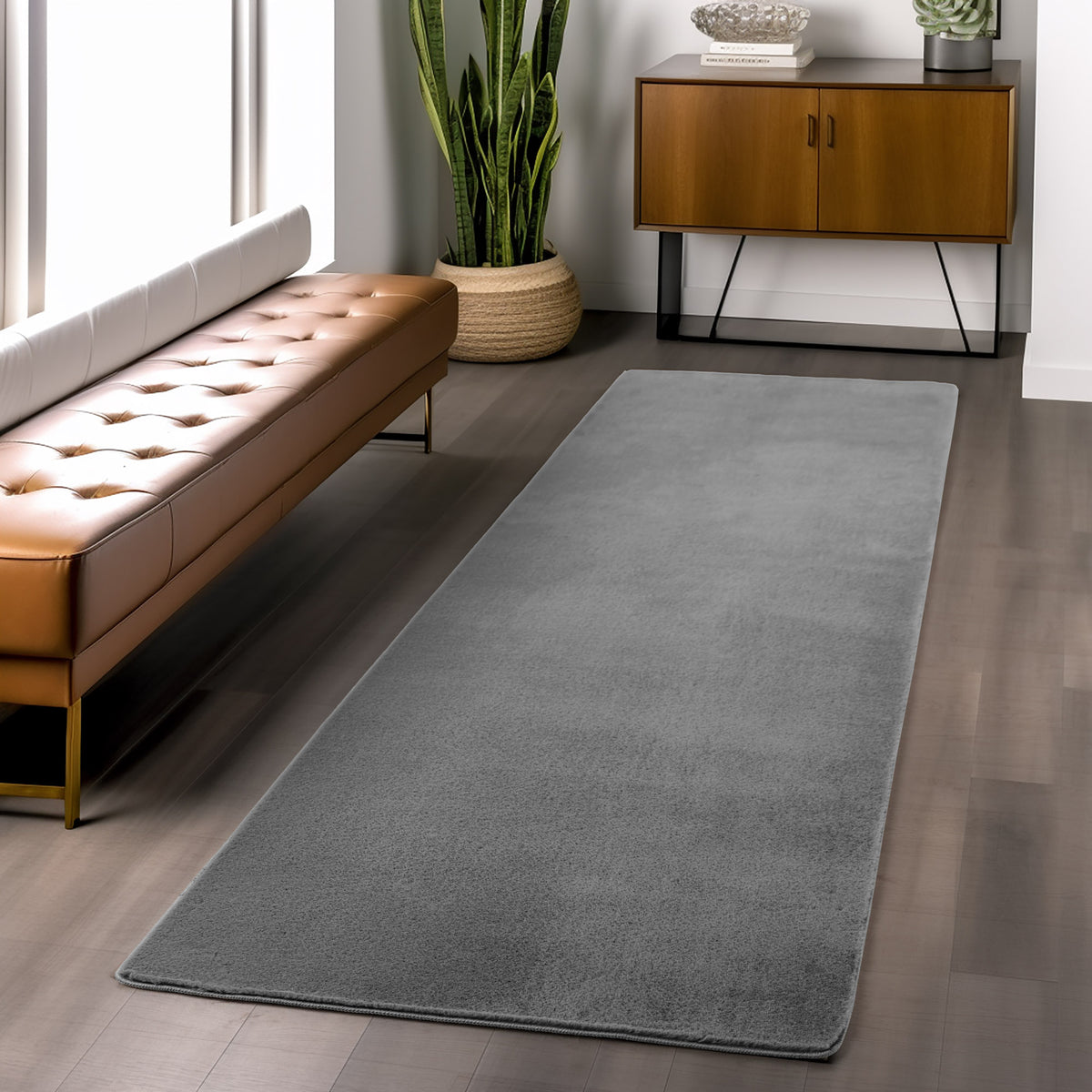Amber 1400 grau · Kuschelweicher Hochflor-Teppich