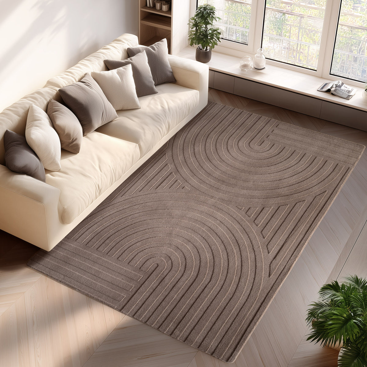 Pia 1611 beige · Moderner Teppich mit Bogenmuster
