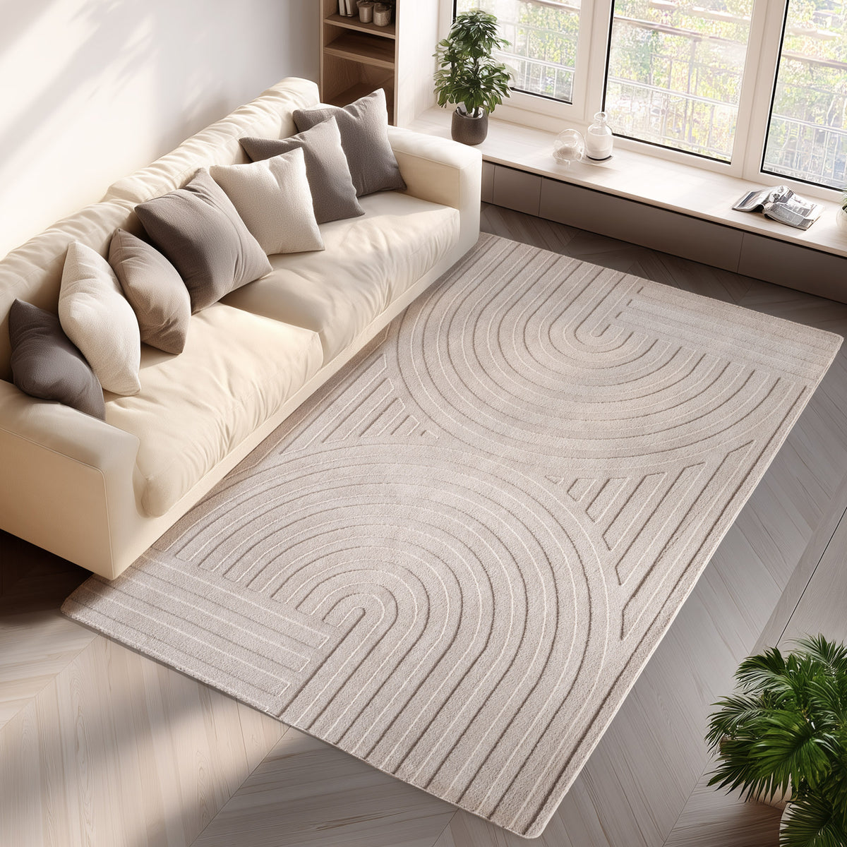 Pia 1611 creme · Moderner Teppich mit Bogenmuster