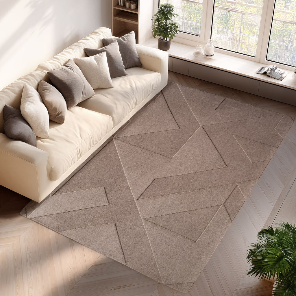 Pia 1613 beige · Moderner Teppich mit geometrischem Reliefmuster