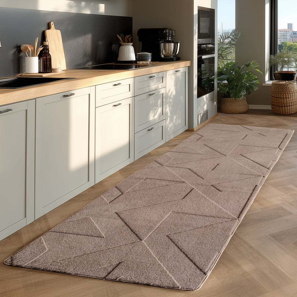 Pia 1613 beige · Moderner Teppich mit geometrischem Reliefmuster