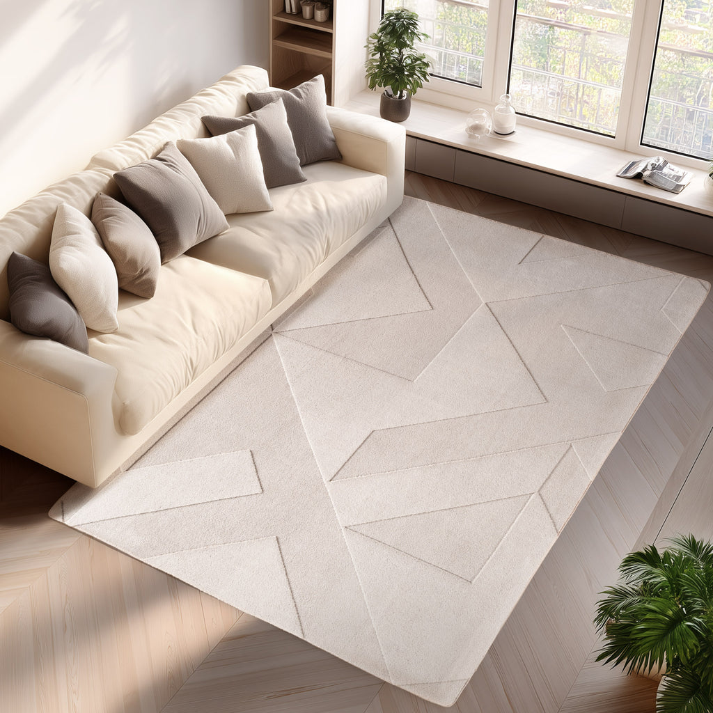 Pia 1613 creme · Moderner Teppich mit geometrischem Reliefmuster