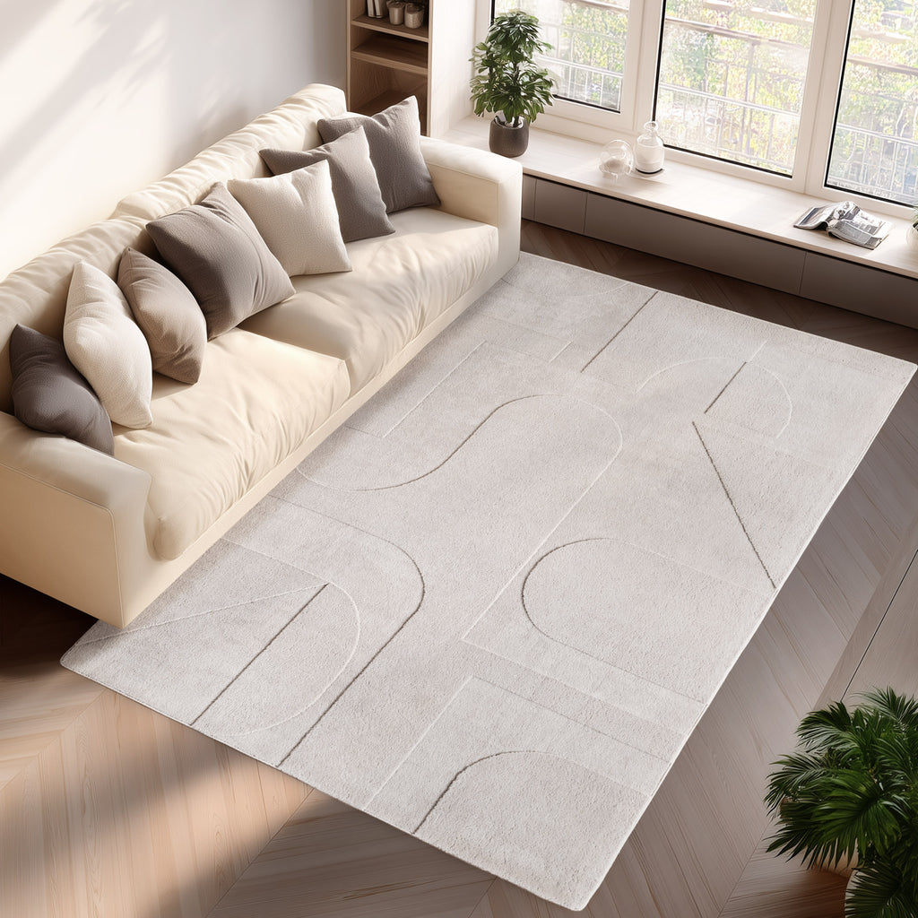 Pia 1614 creme · Moderner Teppich mit abstraktem Reliefmuster