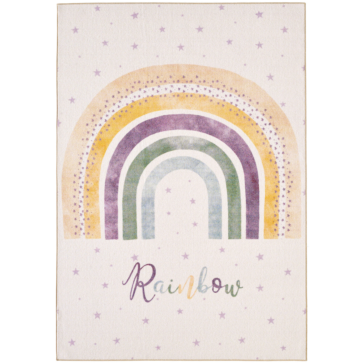 Play 2018 creme · Kinderteppich - Regenbogen mit Sternen