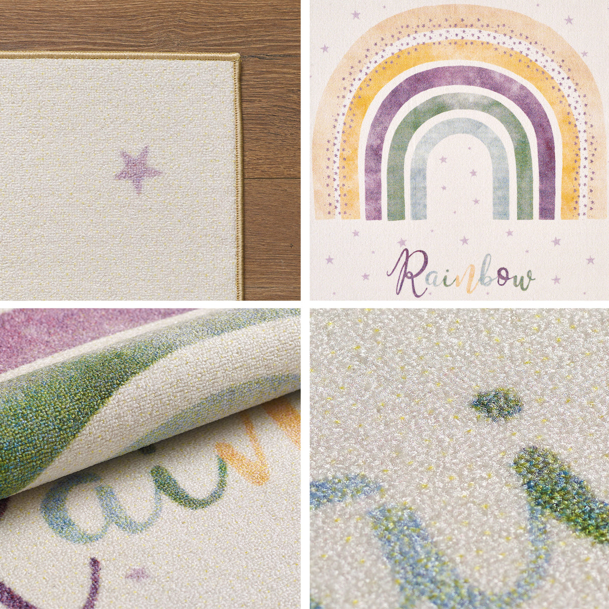 Play 2018 creme · Kinderteppich - Regenbogen mit Sternen