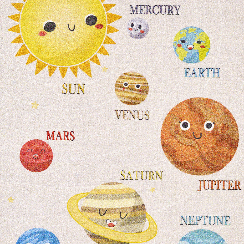 Play 2019 beige · Kinderteppich mit Planeten