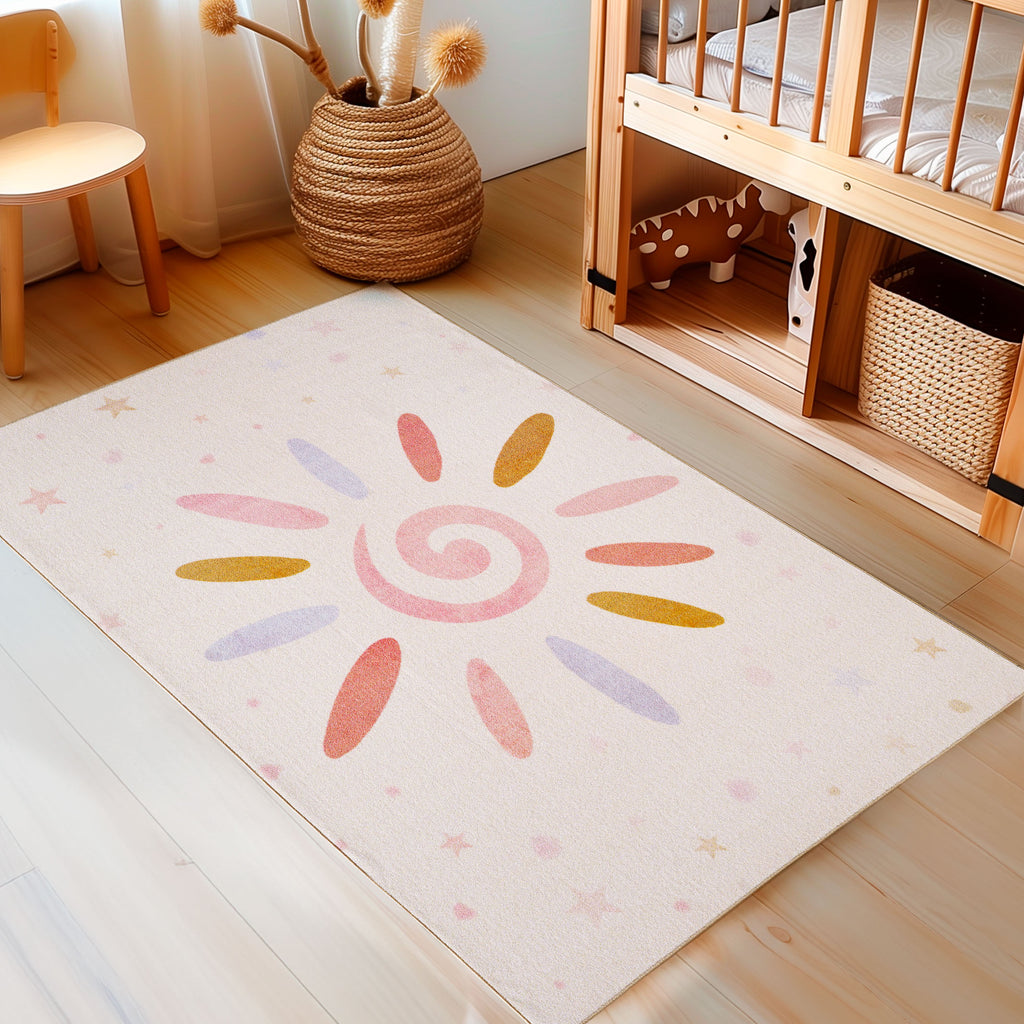 Play 2021 creme · Kinderteppich - Sonnendesign in zarten Patellfarben