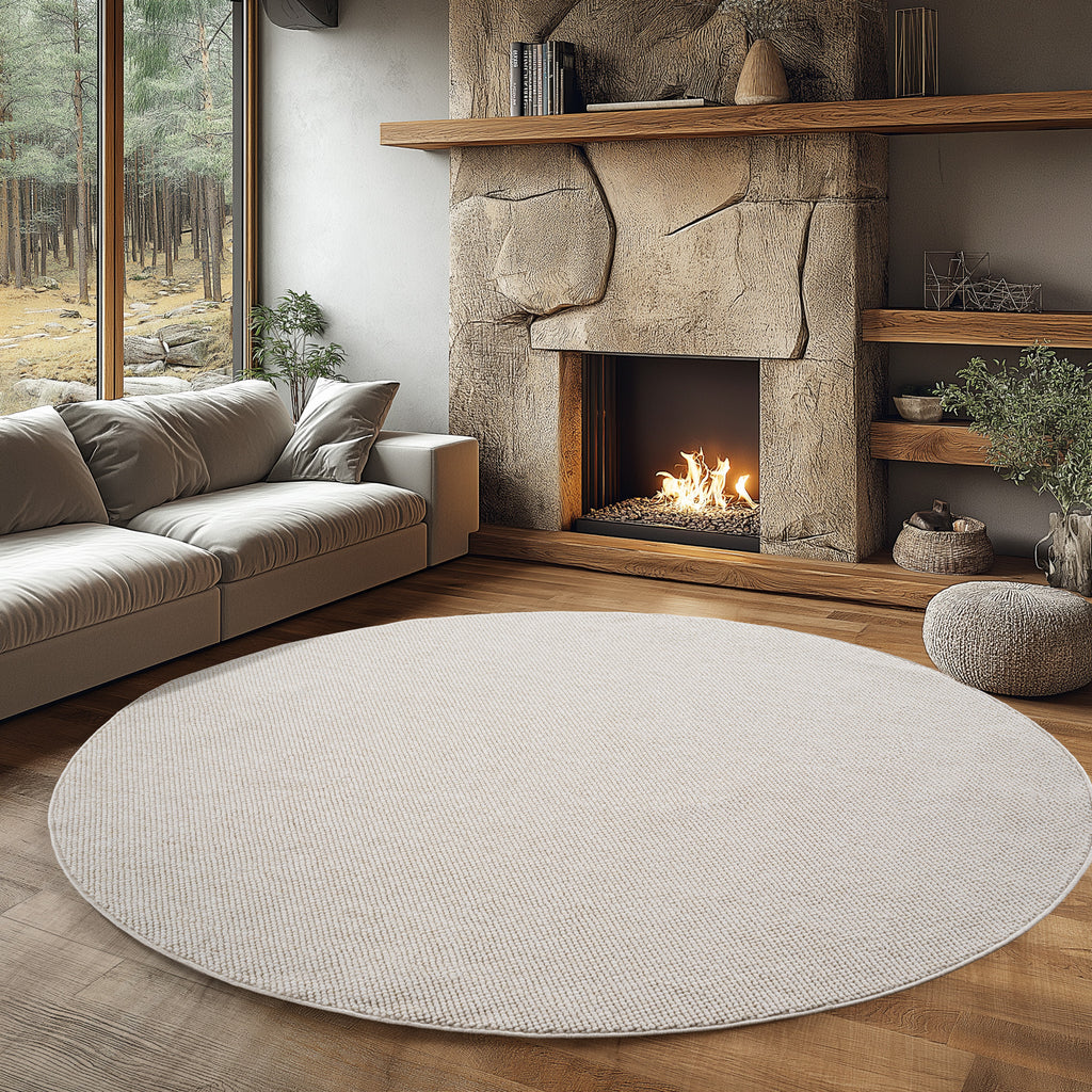 Hira 2200 creme · Moderner geflochtener Weichflor Teppich