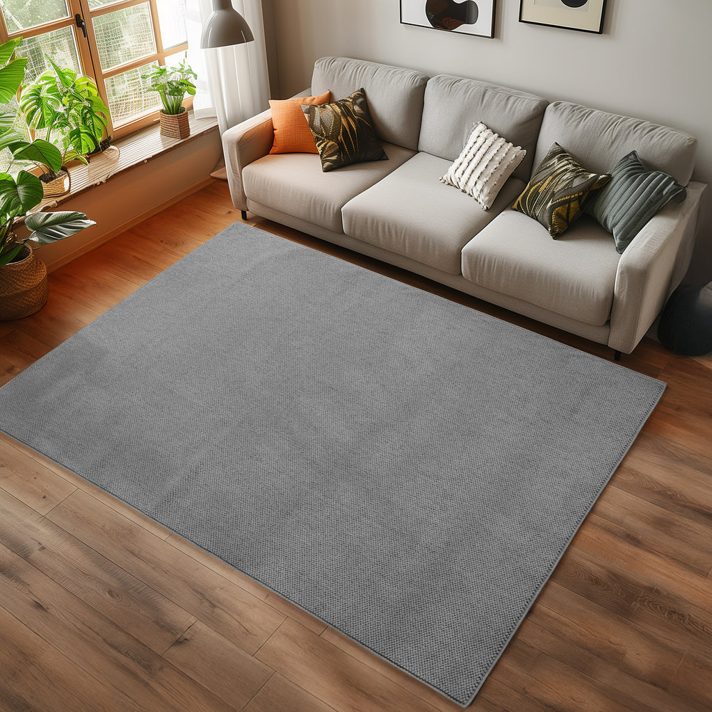 Hira 2200 grau · Moderner geflochtener Weichflor Teppich