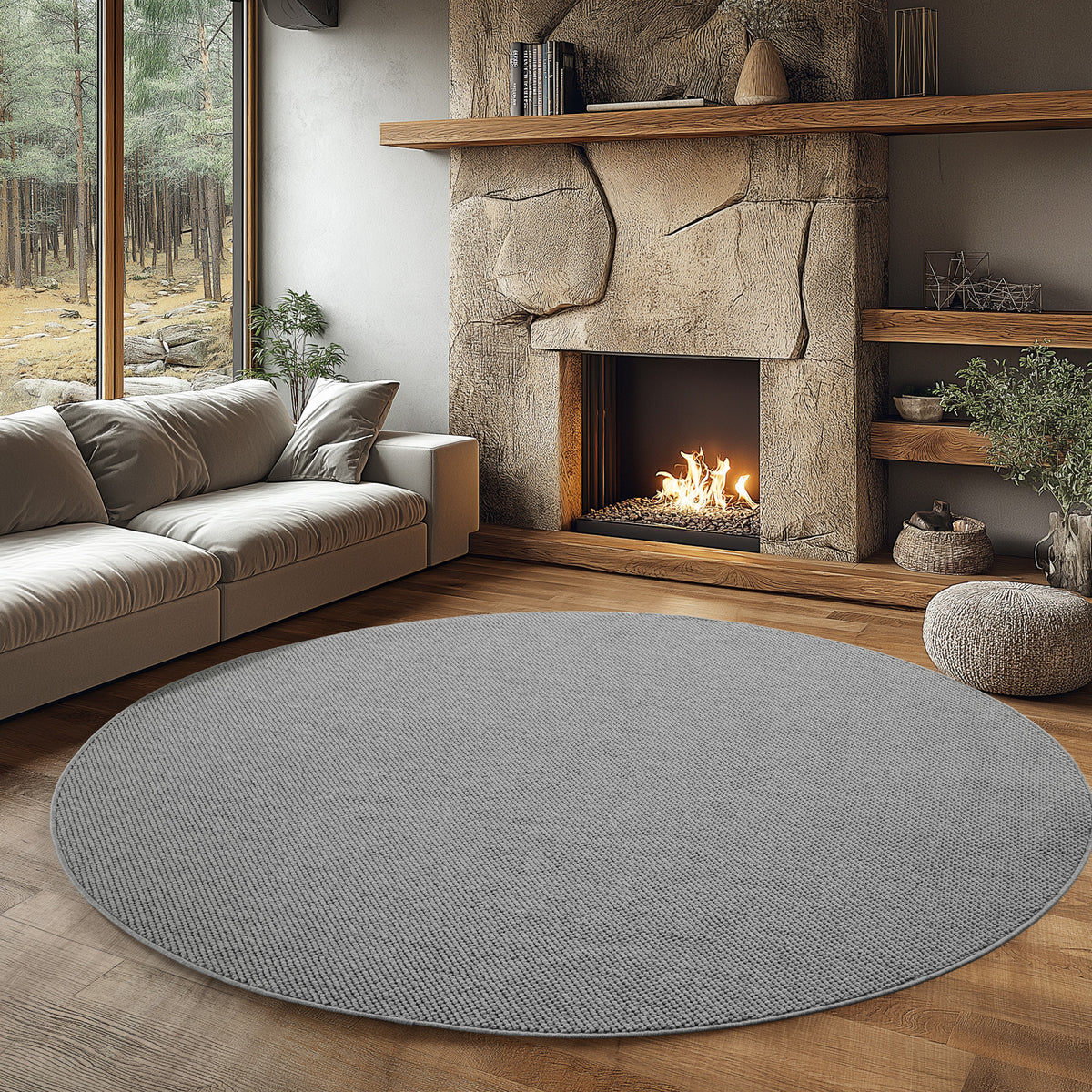 Hira 2200 grau · Moderner geflochtener Weichflor Teppich