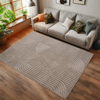Hira 2201 beige · Moderner Teppich mit geometrischem Strukturdesign