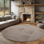 Hira 2201 beige · Moderner Teppich mit geometrischem Strukturdesign