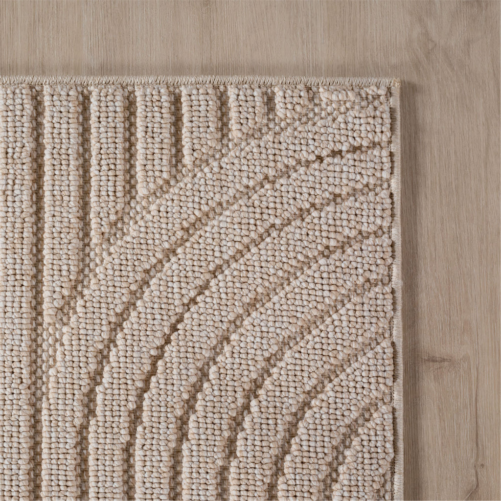 Hira 2201 beige · Moderner Teppich mit geometrischem Strukturdesign