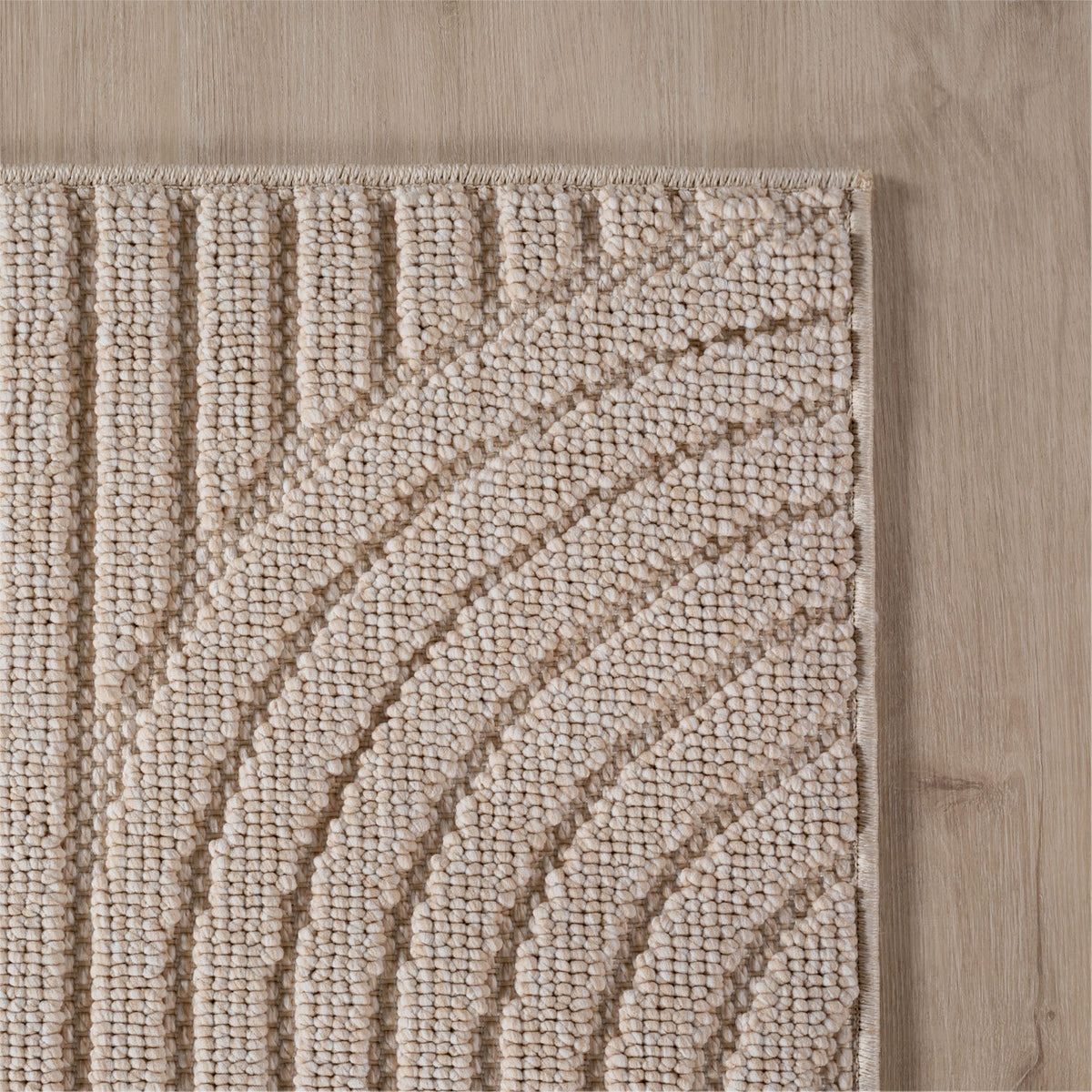 Hira 2201 beige · Moderner Teppich mit geometrischem Strukturdesign