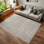 Hira 2201 creme · Moderner Teppich mit geometrischem Strukturdesign