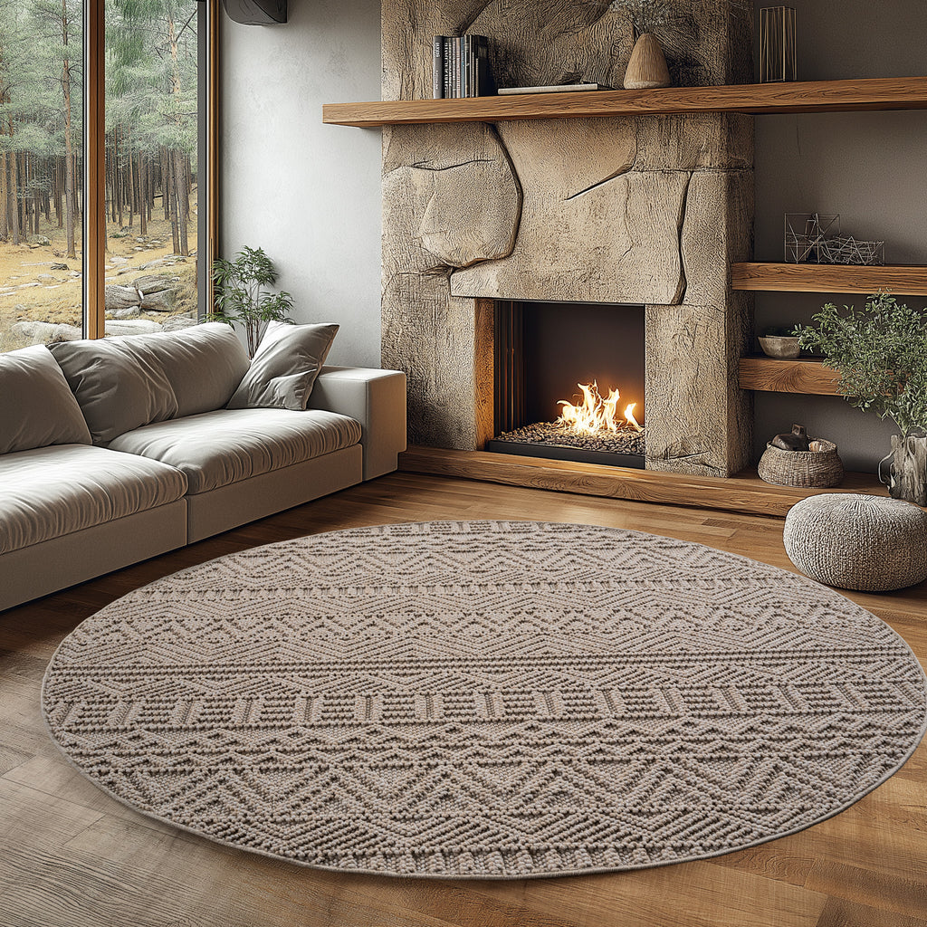 Hira 2202 beige · Moderner Boho-Stil Optik Teppich