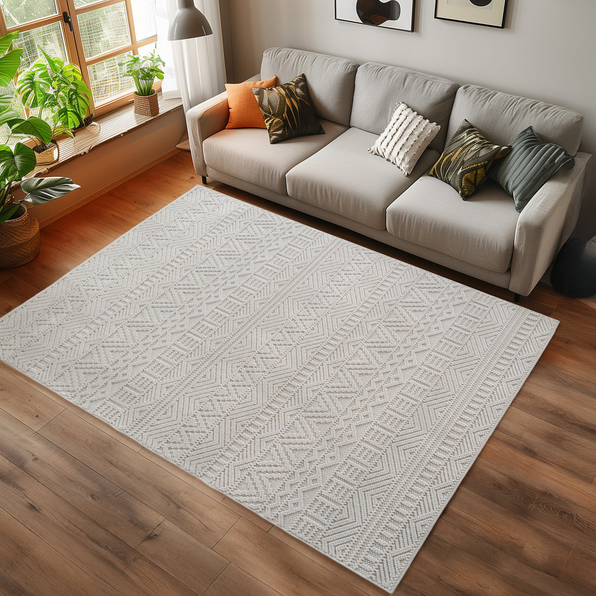 Hira 2202 creme · Moderner Boho-Stil Optik Teppich