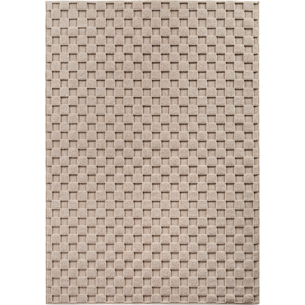 Hira 2203 beige · Moderner Strukturteppich mit geometrischem 3D-Rautenmuster