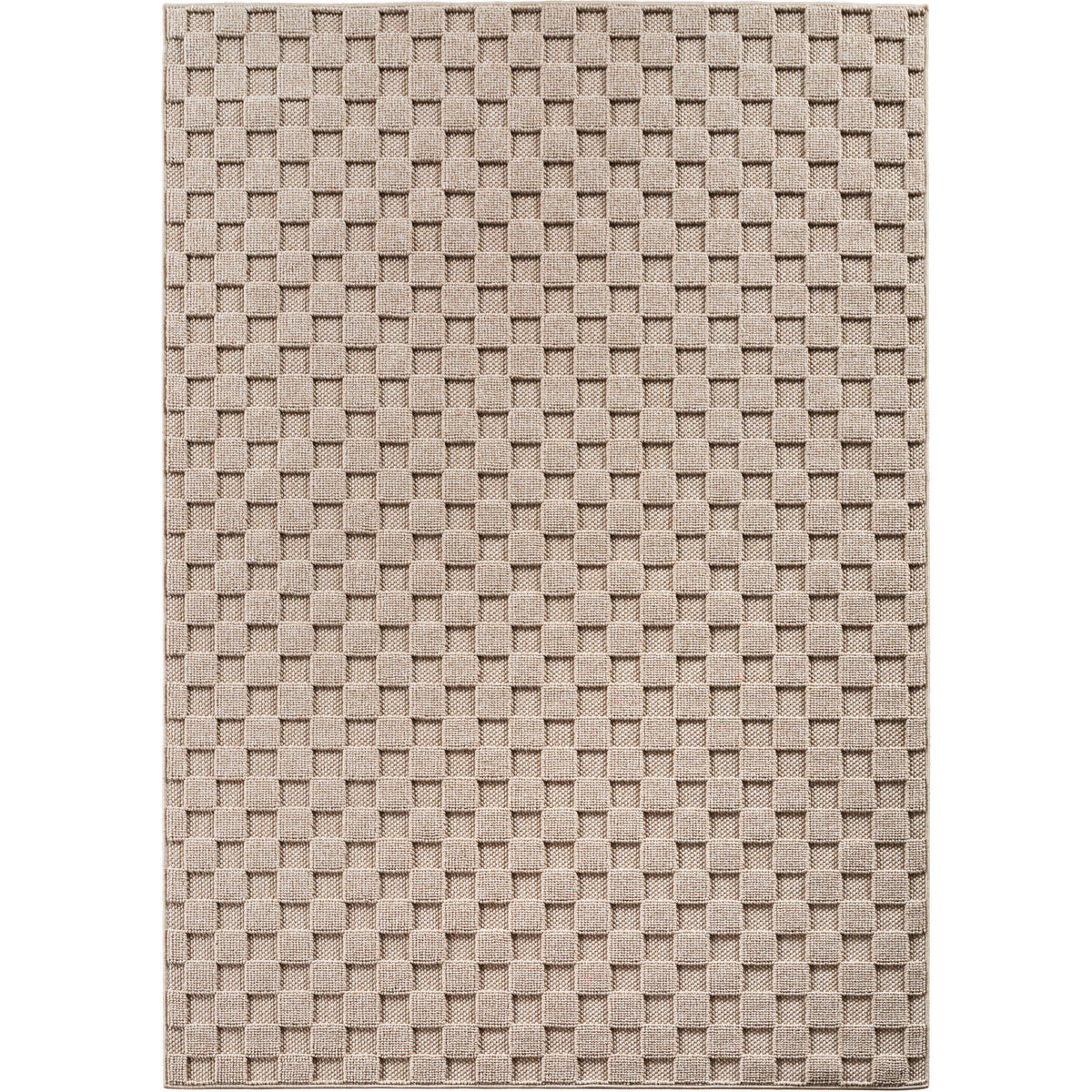 Hira 2203 beige · Moderner Strukturteppich mit geometrischem 3D-Rautenmuster