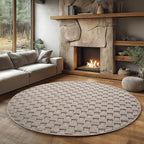 Hira 2203 beige · Moderner Strukturteppich mit geometrischem 3D-Rautenmuster