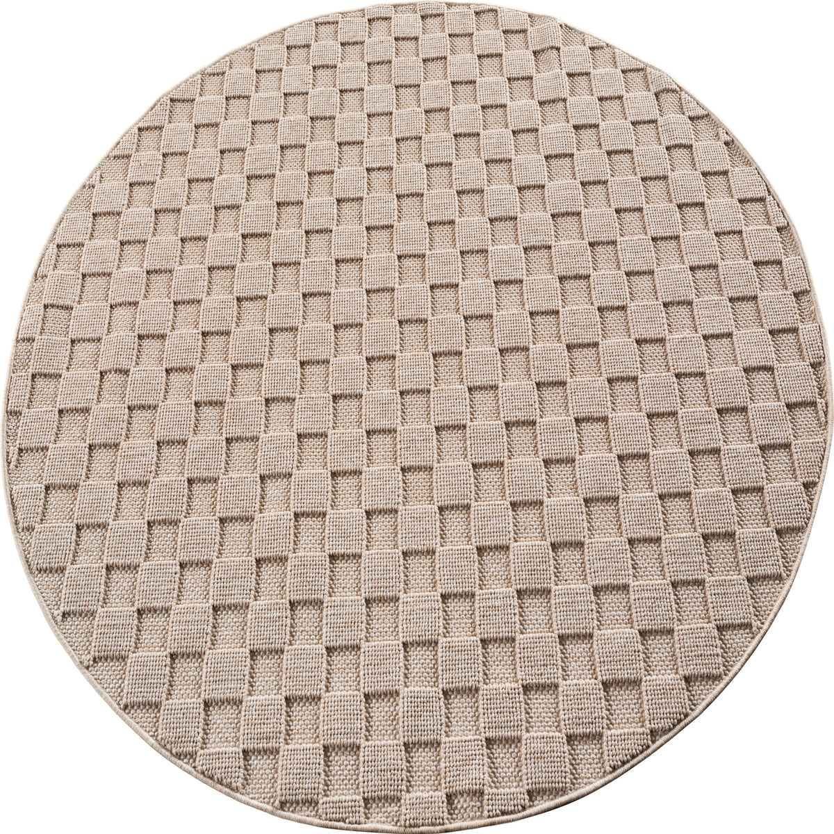 Hira 2203 beige · Moderner Strukturteppich mit geometrischem 3D-Rautenmuster