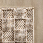 Hira 2203 beige · Moderner Strukturteppich mit geometrischem 3D-Rautenmuster