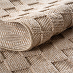 Hira 2203 beige · Moderner Strukturteppich mit geometrischem 3D-Rautenmuster
