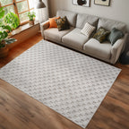Hira 2203 creme · Moderner Strukturteppich mit geometrischem 3D-Rautenmuster