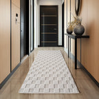 Hira 2203 creme · Moderner Strukturteppich mit geometrischem 3D-Rautenmuster