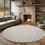 Hira 2203 creme · Moderner Strukturteppich mit geometrischem 3D-Rautenmuster