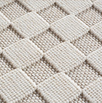 Hira 2203 creme · Moderner Strukturteppich mit geometrischem 3D-Rautenmuster
