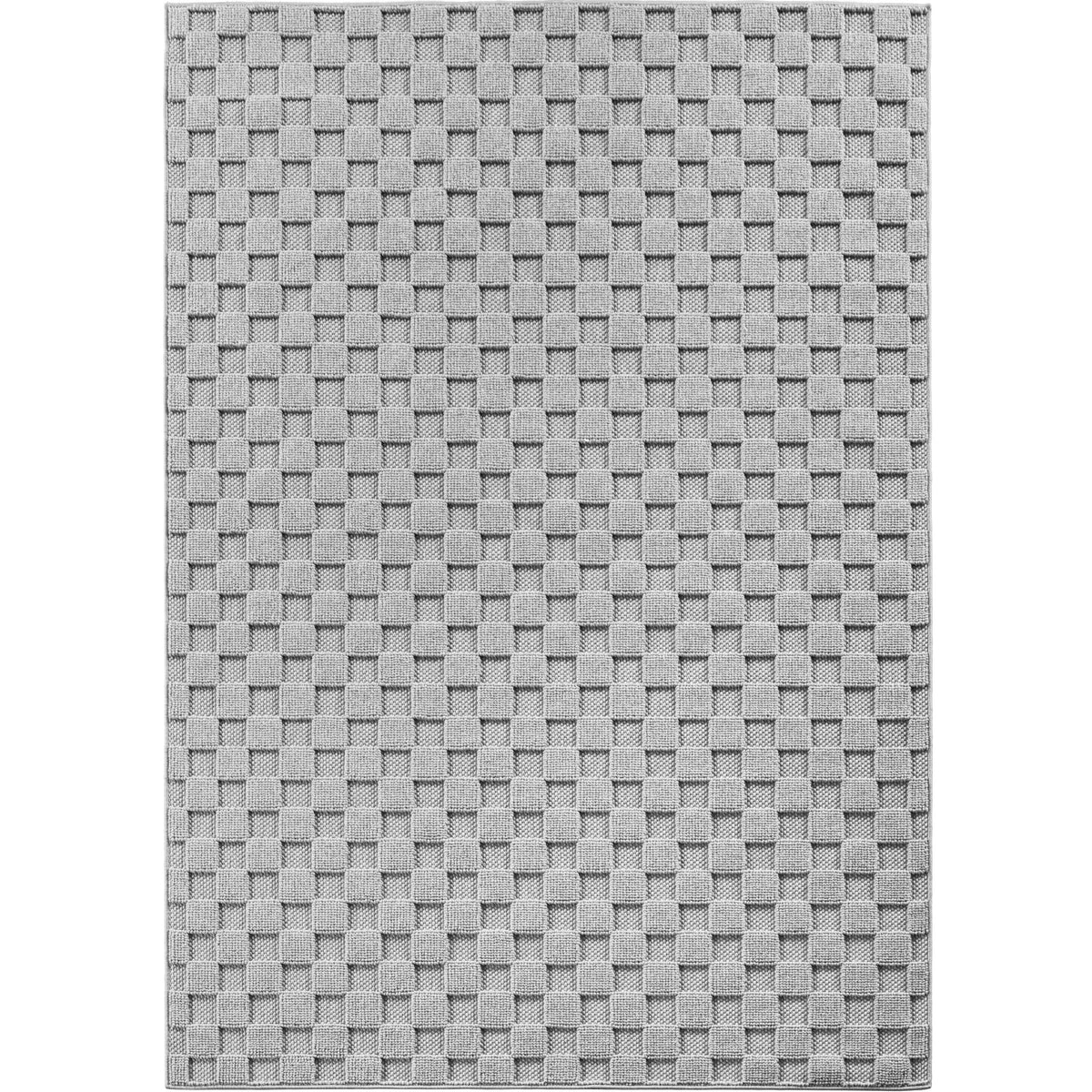 Hira 2203 grau · Moderner Strukturteppich mit geometrischem 3D-Rautenmuster