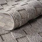 Hira 2203 grau · Moderner Strukturteppich mit geometrischem 3D-Rautenmuster