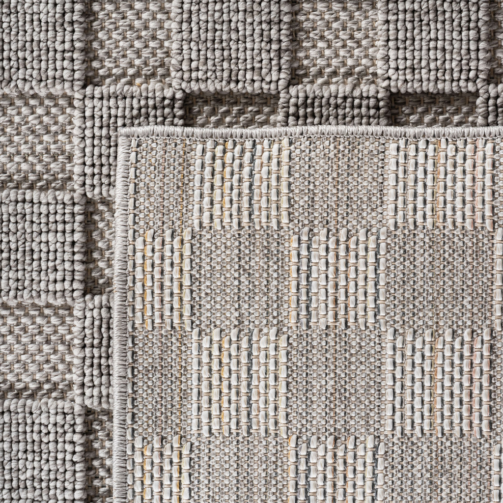 Hira 2203 grau · Moderner Strukturteppich mit geometrischem 3D-Rautenmuster