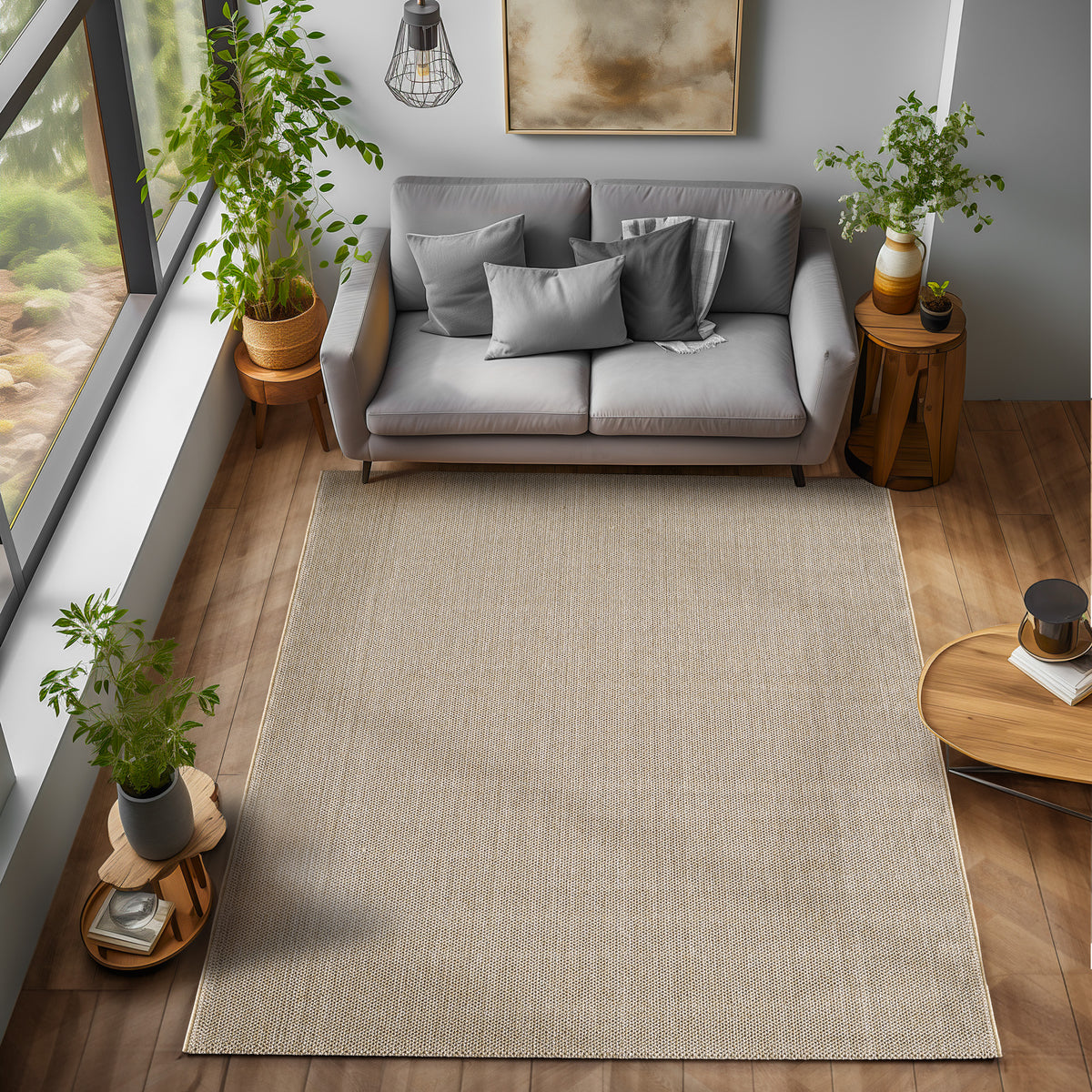 Lena 4300 beige · geflochtener weichflor Teppich
