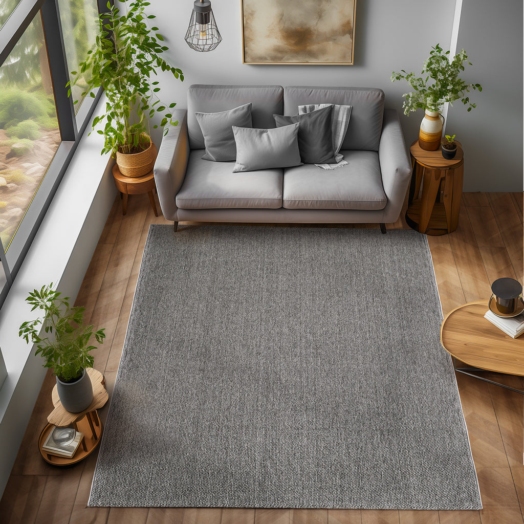 Lena 4300 grau · geflochtener weichflor Teppich