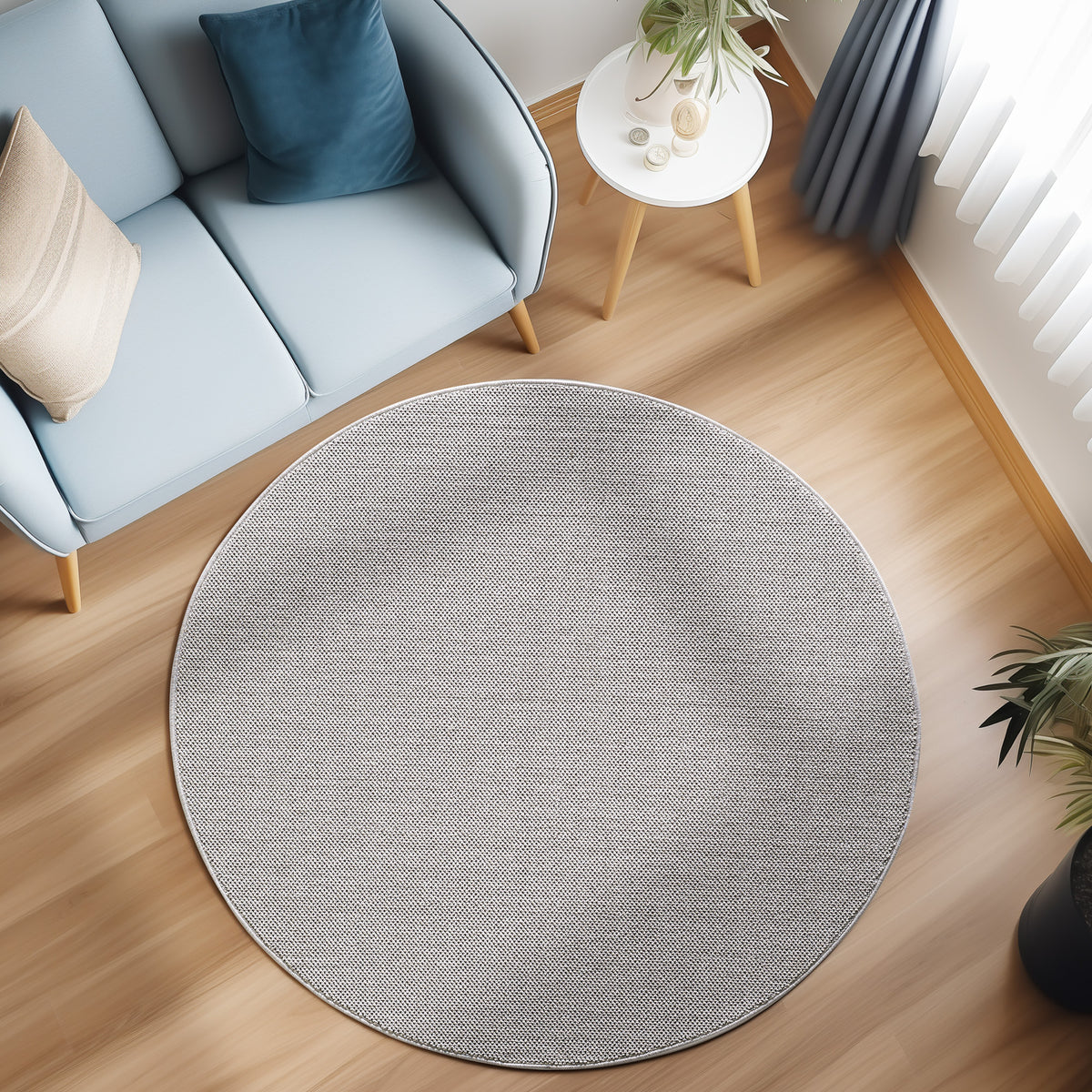 Lena 4300 hellgrau · geflochtener weichflor Teppich