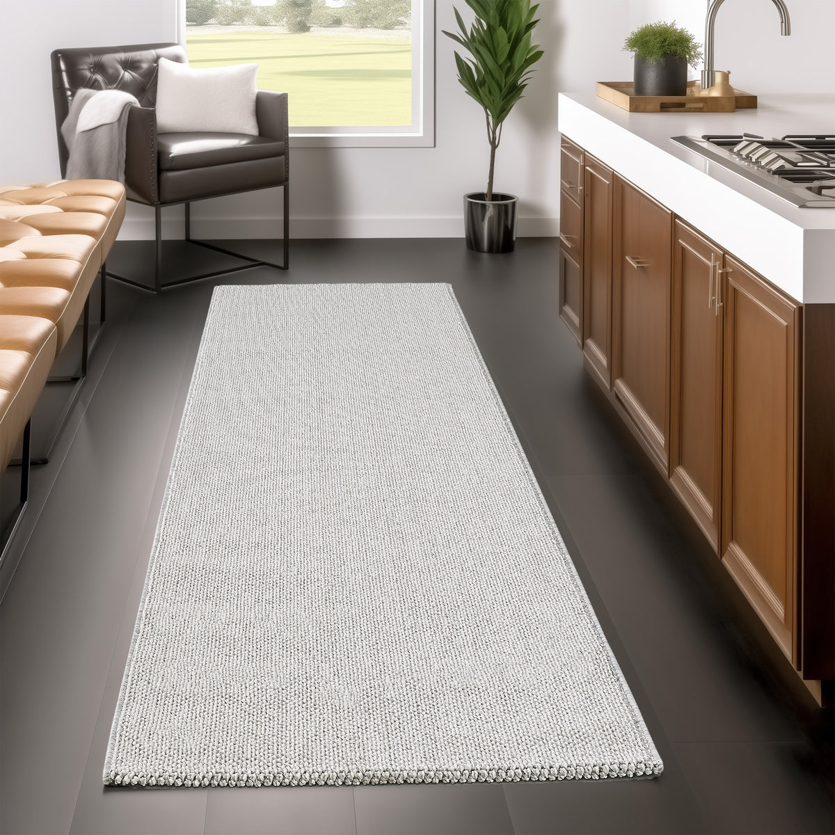 Lena 4300 hellgrau · geflochtener weichflor Teppich