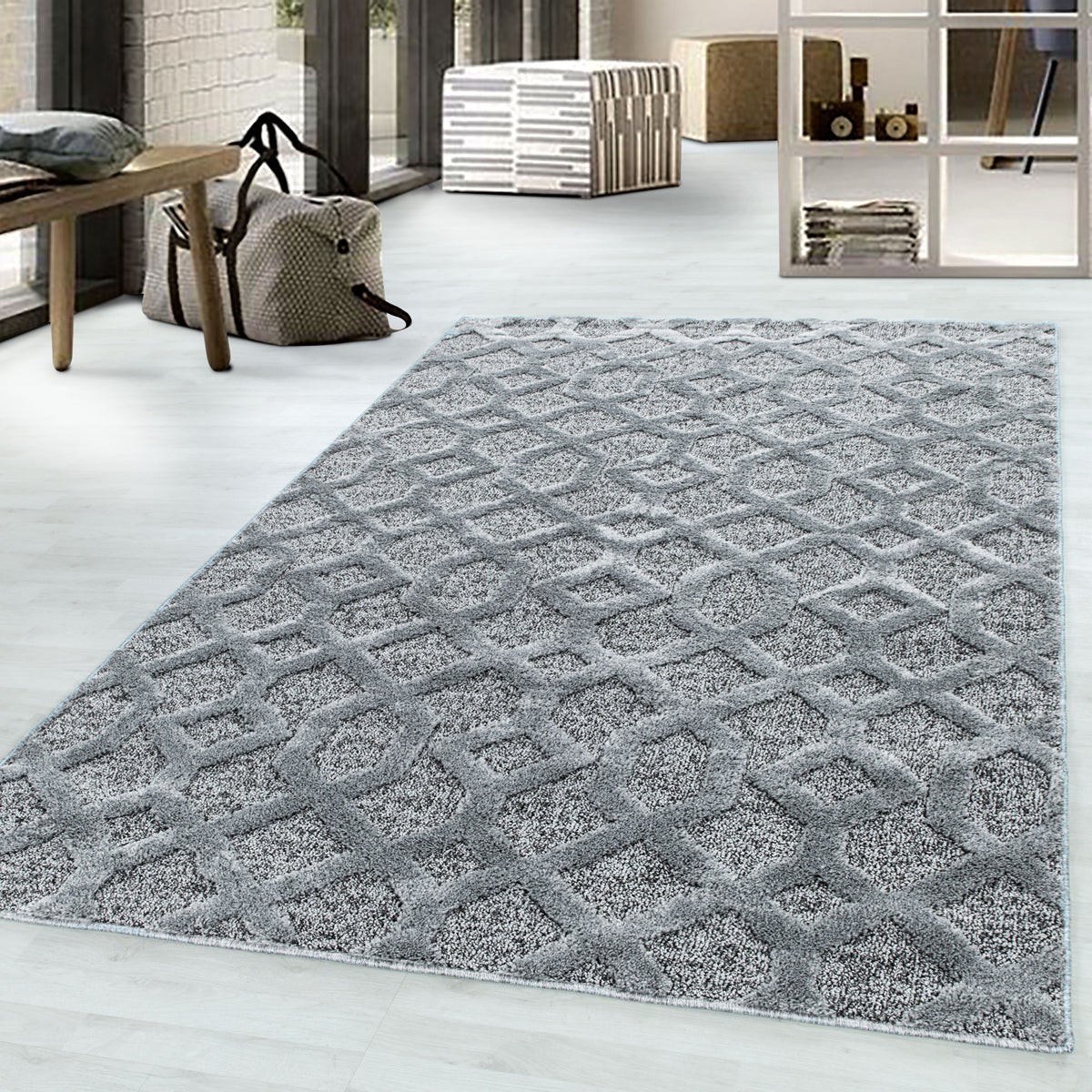 Palmira 4702 grau · Moderner Teppich mit Ethno-Muster